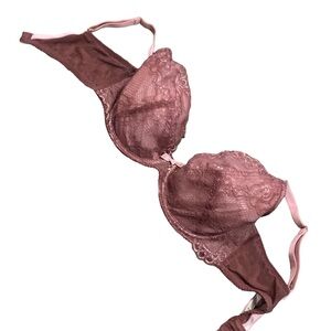 Gossard US 32G UK 32F Superboost Plunge Bra Non-padded Lace Underwire Dusty Rose